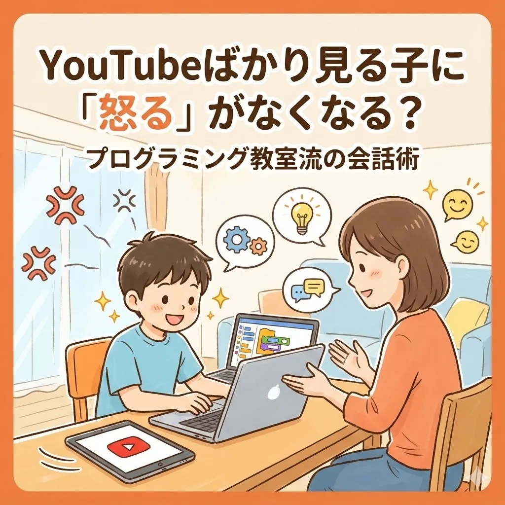 【今治市の小学生保護者へ】YouTubeばかり見る子に「怒る」がなくなる？プログラミング教室流の会話術