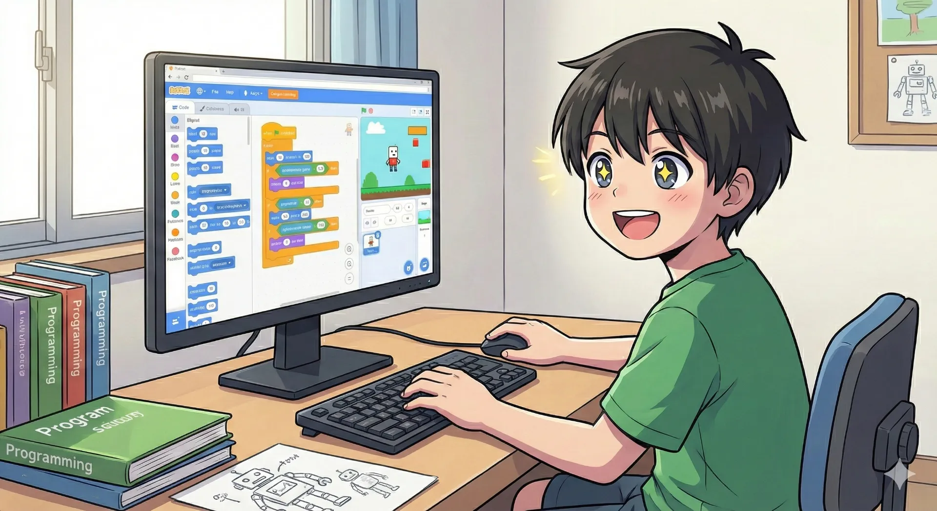 プログラミングをする男の子