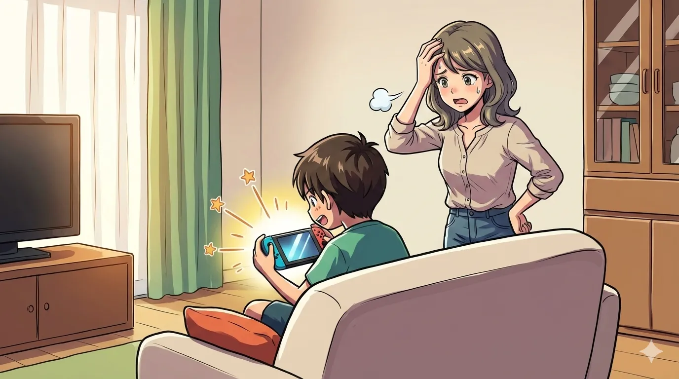 ゲームに熱中する子ども