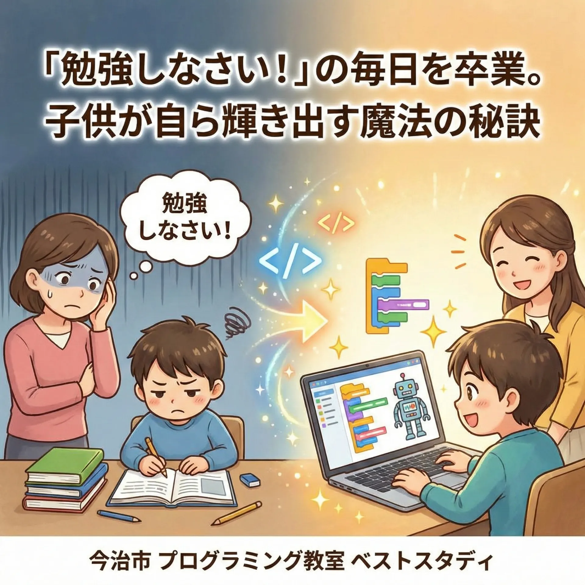 「勉強しなさい！」の毎日を卒業。叱り疲れたお母さんに贈る、子供が自ら輝き出す魔法の秘訣